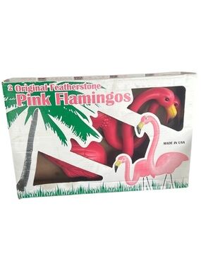 Vintage FEATHERSTONE PINK FLAMINGO Blow Molds Yard Decor